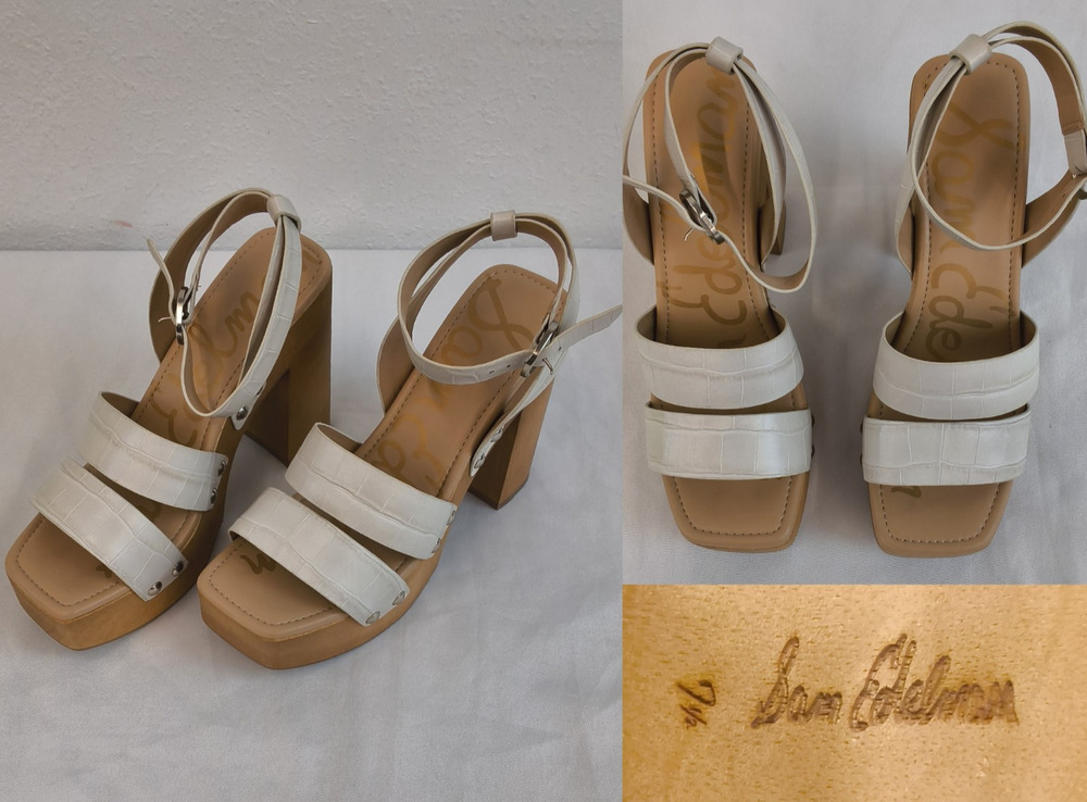 Sam Edelman Rosalind Platform Sandals Women's 7.5M Wood Block Heel NIB #W5700